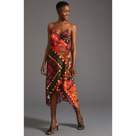 FARM Rio Hanky Wrap Midi Dress Size Small - Picture 1 of 10